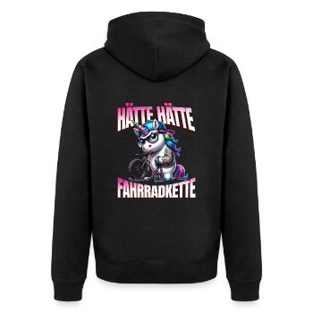 Lustiges Radfahrer - Hätte Hätte Fahrradkette - Unisex Premium Bio Zip Hoodie - Schwarz - Hinten - Nico (187cm)