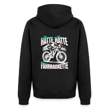 Lustiges Radfahrer - Hätte Hätte Fahrradkette - Unisex Premium Bio Zip Hoodie - Schwarz - Hinten - Nico (187cm)