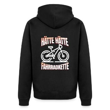 Lustiges Radfahrer - Hätte Hätte Fahrradkette - Unisex Premium Bio Zip Hoodie - Schwarz - Hinten - Nico (187cm)