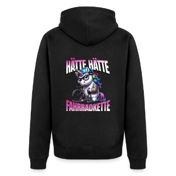 Lustiges Radfahrer - Hätte Hätte Fahrradkette - Unisex Premium Bio Zip Hoodie - Schwarz - Hinten - Nico (187cm)