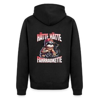 Lustiges Radfahrer - Hätte Hätte Fahrradkette - Unisex Premium Bio Zip Hoodie - Schwarz - Hinten - Nico (187cm)