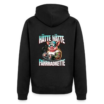 Lustiges Radfahrer - Hätte Hätte Fahrradkette - Unisex Premium Bio Zip Hoodie - Schwarz - Hinten - Nico (187cm)