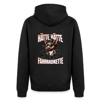 Lustiges Radfahrer - Hätte Hätte Fahrradkette - Unisex Premium Bio Zip Hoodie - Schwarz - Hinten - Nico (187cm)
