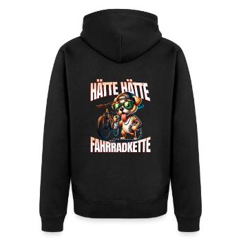 Lustiges Radfahrer - Hätte Hätte Fahrradkette - Unisex Premium Bio Zip Hoodie - Schwarz - Hinten - Nico (187cm)