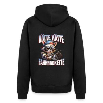 Lustiges Radfahrer - Hätte Hätte Fahrradkette - Unisex Premium Bio Zip Hoodie - Schwarz - Hinten - Nico (187cm)