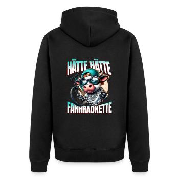 Lustiges Radfahrer - Hätte Hätte Fahrradkette - Unisex Premium Bio Zip Hoodie - Schwarz - Hinten - Nico (187cm)