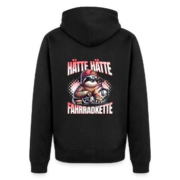 Lustiges Radfahrer - Hätte Hätte Fahrradkette - Unisex Premium Bio Zip Hoodie - Schwarz - Hinten - Nico (187cm)