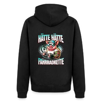 Lustiges Radfahrer - Hätte Hätte Fahrradkette - Unisex Premium Bio Zip Hoodie - Schwarz - Hinten - Nico (187cm)