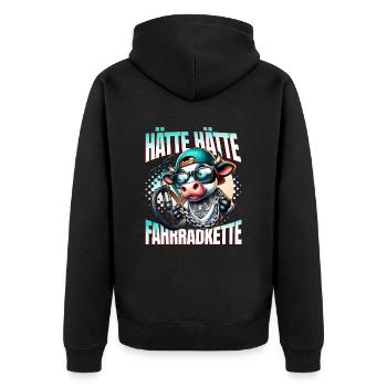 Lustiges Radfahrer - Hätte Hätte Fahrradkette - Unisex Premium Bio Zip Hoodie - Schwarz - Hinten - Nico (187cm)