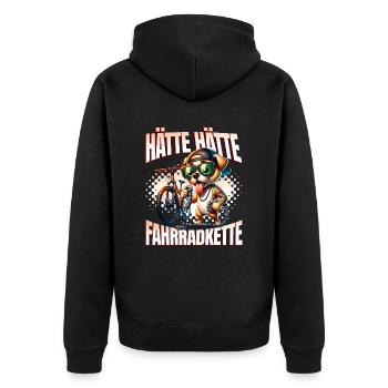 Lustiges Radfahrer - Hätte Hätte Fahrradkette - Unisex Premium Bio Zip Hoodie - Schwarz - Hinten - Nico (187cm)