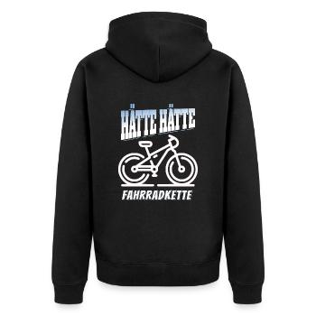 Lustiges Radfahrer - Hätte Hätte Fahrradkette - Unisex Premium Bio Zip Hoodie - Schwarz - Hinten - Nico (187cm)