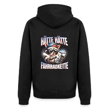 Lustiges Radfahrer - Hätte Hätte Fahrradkette - Unisex Premium Bio Zip Hoodie - Schwarz - Hinten - Nico (187cm)