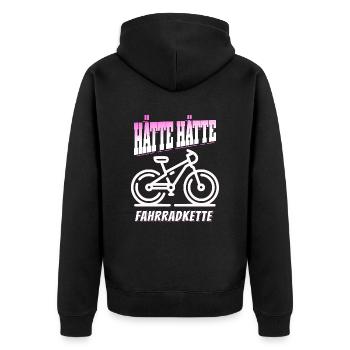 Lustiges Radfahrer - Hätte Hätte Fahrradkette - Unisex Premium Bio Zip Hoodie - Schwarz - Hinten - Nico (187cm)