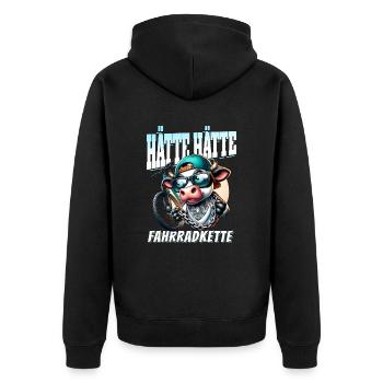 Lustiges Radfahrer - Hätte Hätte Fahrradkette - Unisex Premium Bio Zip Hoodie - Schwarz - Hinten - Nico (187cm)