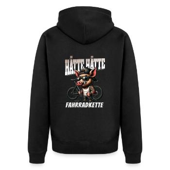 Lustiges Radfahrer - Hätte Hätte Fahrradkette - Unisex Premium Bio Zip Hoodie - Schwarz - Hinten - Nico (187cm)