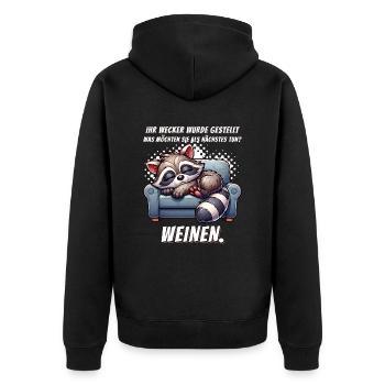 Fatigué Paresseux Je veux dormir Drôles de grognements matinaux - Veste à capuche bio Premium Unisexe - noir - Dos - Nico (187cm)