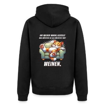Fatigué Paresseux Je veux dormir Drôles de grognements matinaux - Veste à capuche bio Premium Unisexe - noir - Dos - Nico (187cm)