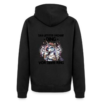 Enterrement de vie de garçon Mariée Enterrement de vie de jeune fille Grondement de femmes - Veste à capuche bio Premium Unisexe - noir - Dos - Nico (187cm)