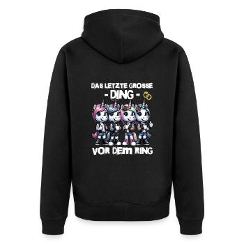 JGA Braut Junggesellinnenabschied Poltern Frauen - Unisex Premium Bio Zip Hoodie - Schwarz - Hinten - Nico (187cm)