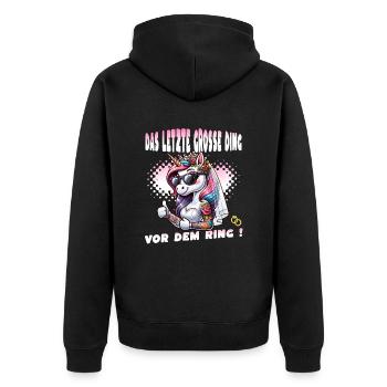 Enterrement de vie de garçon Mariée Enterrement de vie de jeune fille Grondement de femmes - Veste à capuche bio Premium Unisexe - noir - Dos - Nico (187cm)