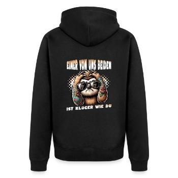 Drôle L’un de nous est plus intelligent que toi - Veste à capuche bio Premium Unisexe - noir - Dos - Nico (187cm)