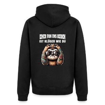 Drôle L’un de nous est plus intelligent que toi - Veste à capuche bio Premium Unisexe - noir - Dos - Nico (187cm)
