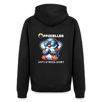 Meditieren & Yoga Offizielles Anti Stress - Unisex Premium Bio Zip Hoodie - Schwarz - Hinten - Nico (187cm)