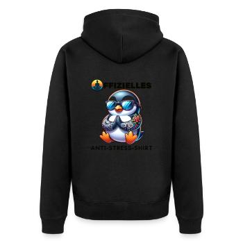 Meditieren & Yoga Offizielles Anti Stress - Unisex Premium Bio Zip Hoodie - Schwarz - Hinten - Nico (187cm)