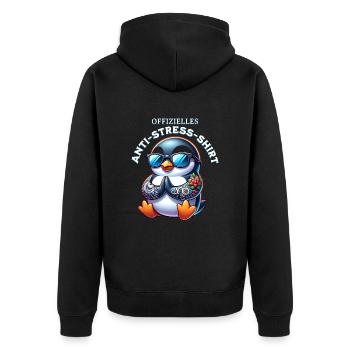 Meditieren & Yoga Offizielles Anti Stress - Unisex Premium Bio Zip Hoodie - Schwarz - Hinten - Nico (187cm)