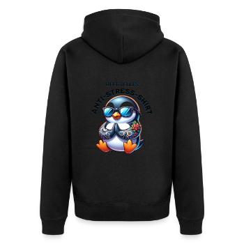 Meditieren & Yoga Offizielles Anti Stress - Unisex Premium Bio Zip Hoodie - Schwarz - Hinten - Nico (187cm)