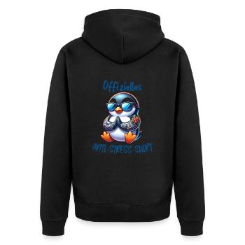 Meditieren & Yoga Offizielles Anti Stress - Unisex Premium Bio Zip Hoodie - Schwarz - Hinten - Nico (187cm)