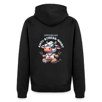 Meditieren & Yoga Offizielles Anti Stress - Unisex Premium Bio Zip Hoodie - Schwarz - Hinten - Nico (187cm)