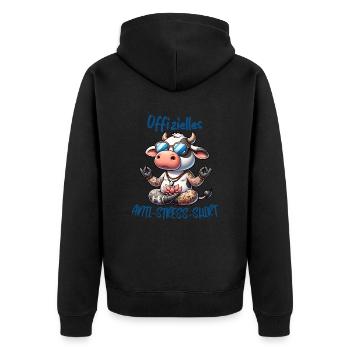 Meditieren & Yoga Offizielles Anti Stress - Unisex Premium Bio Zip Hoodie - Schwarz - Hinten - Nico (187cm)