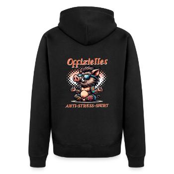 Meditieren & Yoga Offizielles Anti Stress - Unisex Premium Bio Zip Hoodie - Schwarz - Hinten - Nico (187cm)