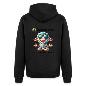 Meditieren & Yoga Offizielles Anti Stress - Unisex Premium Bio Zip Hoodie - Schwarz - Hinten - Nico (187cm)