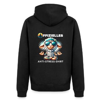 Meditieren & Yoga Offizielles Anti Stress - Unisex Premium Bio Zip Hoodie - Schwarz - Hinten - Nico (187cm)