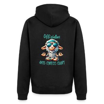 Meditieren & Yoga Offizielles Anti Stress - Unisex Premium Bio Zip Hoodie - Schwarz - Hinten - Nico (187cm)