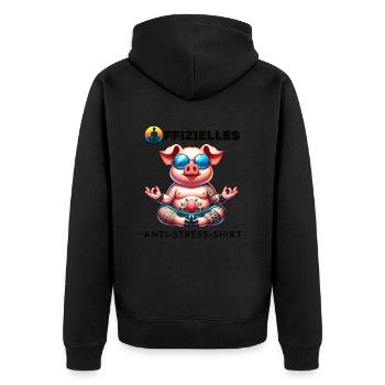Meditieren & Yoga Offizielles Anti Stress - Unisex Premium Bio Zip Hoodie - Schwarz - Hinten - Nico (187cm)