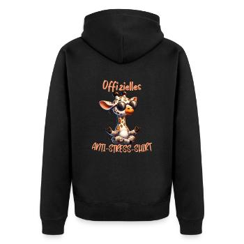 Meditieren & Yoga Offizielles Anti Stress - Unisex Premium Bio Zip Hoodie - Schwarz - Hinten - Nico (187cm)