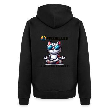 Meditieren & Yoga Offizielles Anti Stress - Unisex Premium Bio Zip Hoodie - Schwarz - Hinten - Nico (187cm)