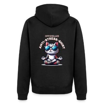 Meditieren & Yoga Offizielles Anti Stress - Unisex Premium Bio Zip Hoodie - Schwarz - Hinten - Nico (187cm)