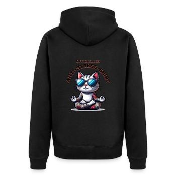 Meditieren & Yoga Offizielles Anti Stress - Unisex Premium Bio Zip Hoodie - Schwarz - Hinten - Nico (187cm)