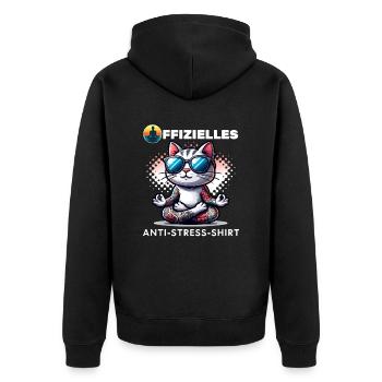 Meditieren & Yoga Offizielles Anti Stress - Unisex Premium Bio Zip Hoodie - Schwarz - Hinten - Nico (187cm)