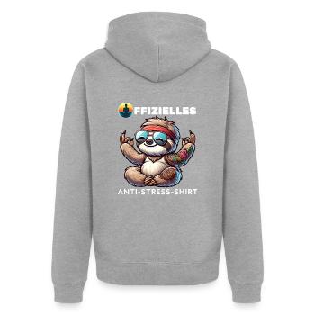 Méditation & Yoga Officiel Anti Stress - Veste à capuche bio Premium Unisexe - gris chiné - Dos - Nico (187cm)