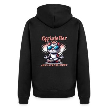 Meditieren & Yoga Offizielles Anti Stress - Unisex Premium Bio Zip Hoodie - Schwarz - Hinten - Nico (187cm)
