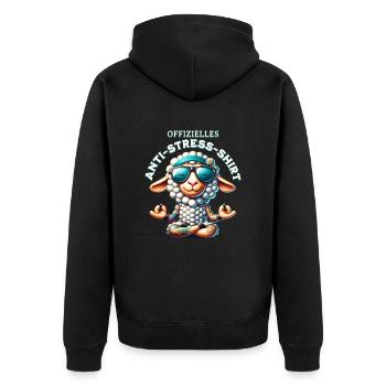 Meditieren & Yoga Offizielles Anti Stress - Unisex Premium Bio Zip Hoodie - Schwarz - Hinten - Nico (187cm)