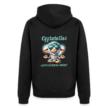 Meditieren & Yoga Offizielles Anti Stress - Unisex Premium Bio Zip Hoodie - Schwarz - Hinten - Nico (187cm)