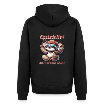 Meditieren & Yoga Offizielles Anti Stress - Unisex Premium Bio Zip Hoodie - Schwarz - Hinten - Nico (187cm)