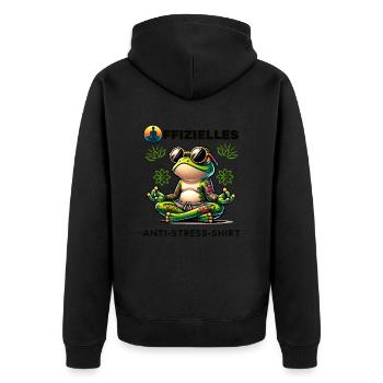 Meditieren & Yoga Offizielles Anti Stress - Unisex Premium Bio Zip Hoodie - Schwarz - Hinten - Nico (187cm)