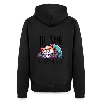 I'm tired so the round has to sleep in the square - Unisex Premium Organic Zip Hoodie - black - Back - Nico (187cm)